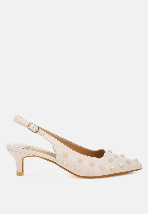 Hegron Stud Embellished Kitten Heels-0