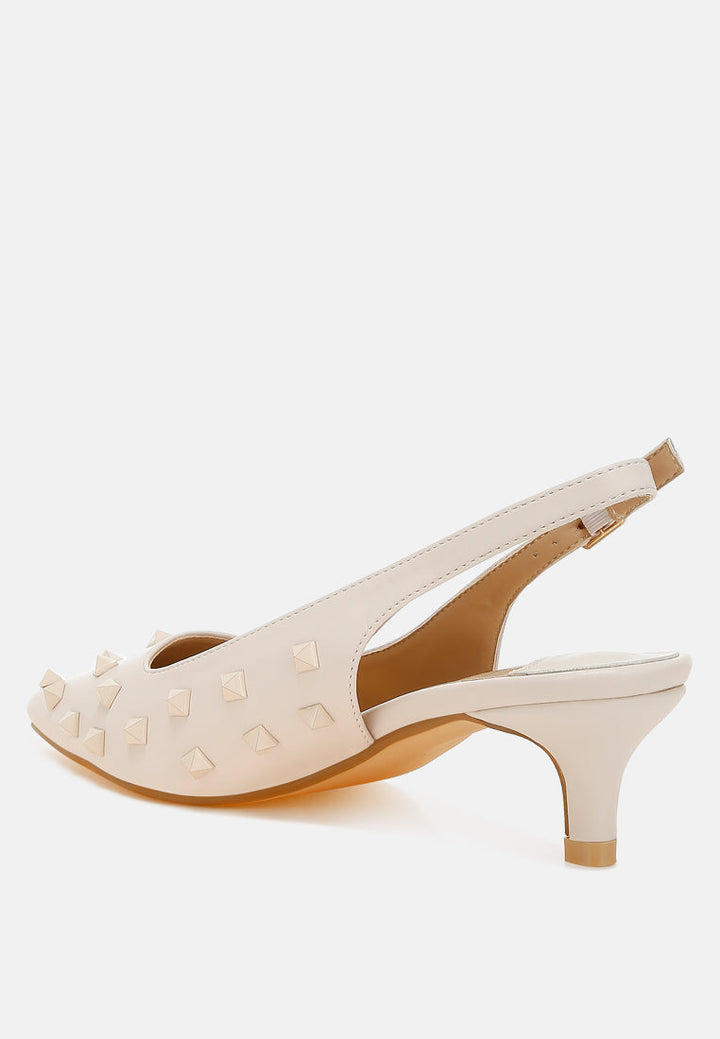 Hegron Stud Embellished Kitten Heels-2