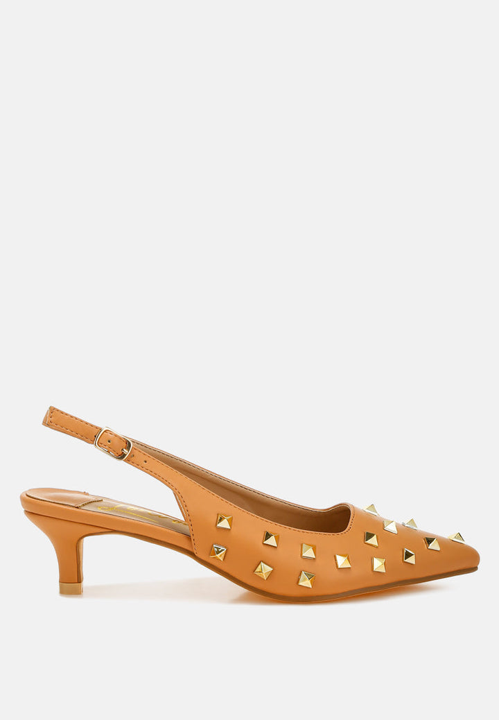 Hegron Stud Embellished Kitten Heels-5