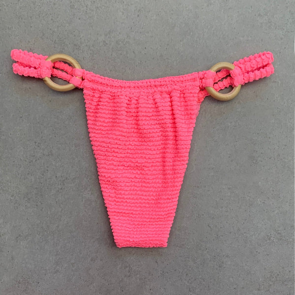 Neon Pink Flamingo Textured Kayla Bikini Bottom-0