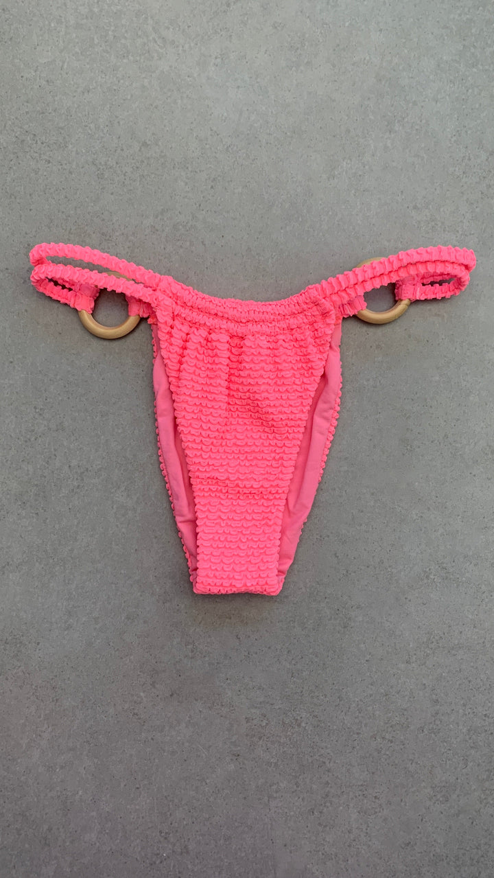 Neon Pink Flamingo Textured Kayla Bikini Bottom-1