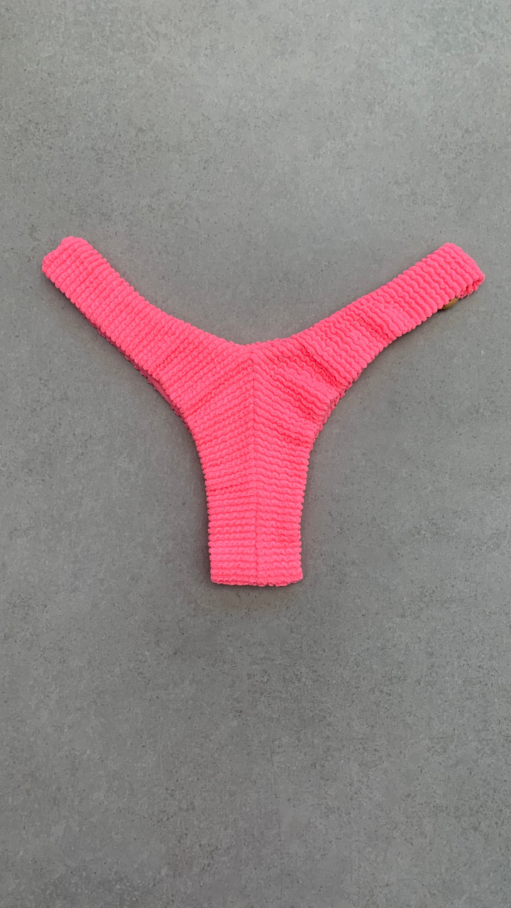 Neon Pink Flamingo Textured Bia Rings Bikini Bottom-1