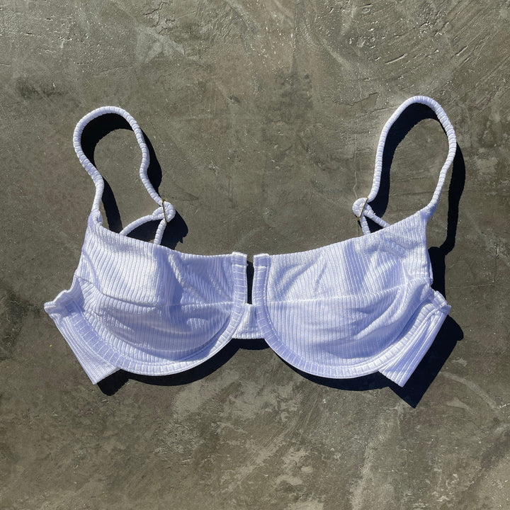 Ribbed White Panneled Bikini Top-3