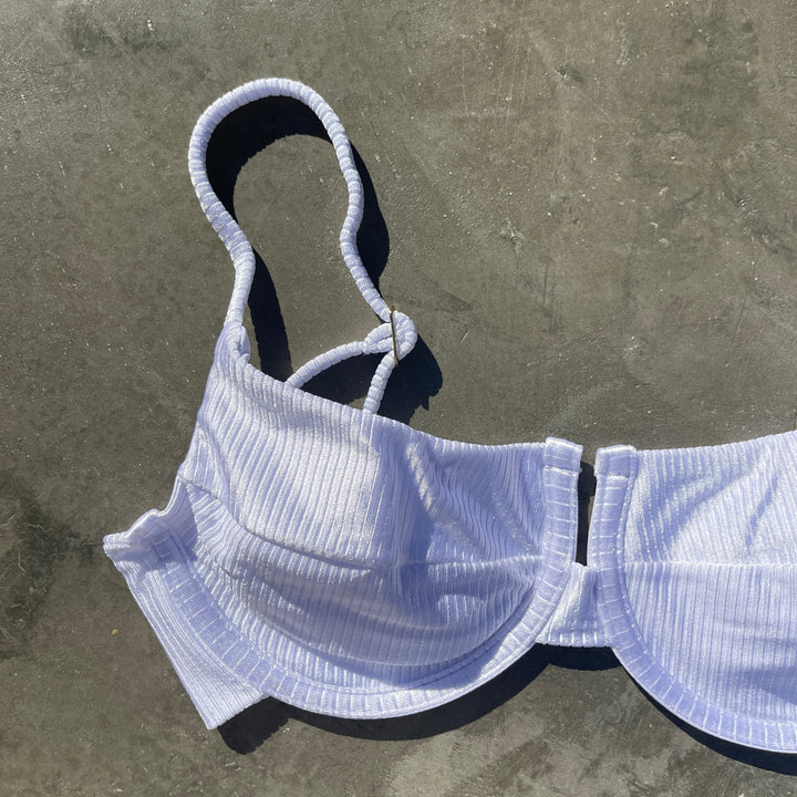 Ribbed White Panneled Bikini Top-2