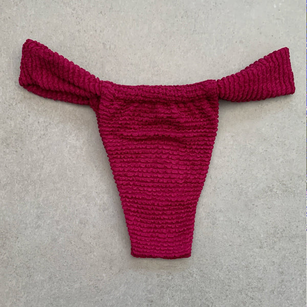 WineBerry Textured Curtain Bikini Bottom-0