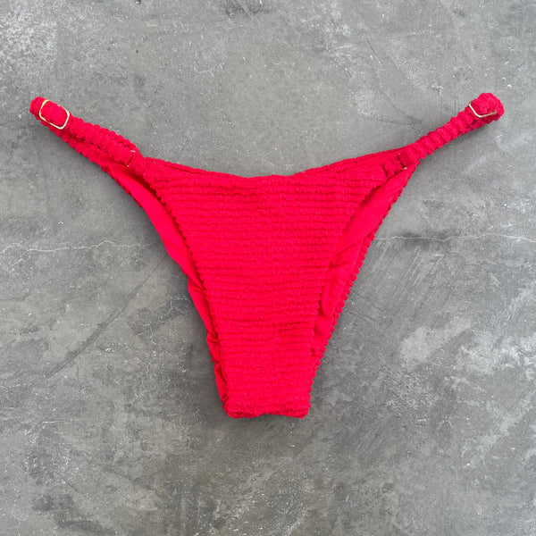 Mexican Chili Red Textured Tanga Bikini Bottom-0