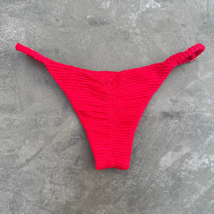Mexican Chili Red Textured Tanga Bikini Bottom-2