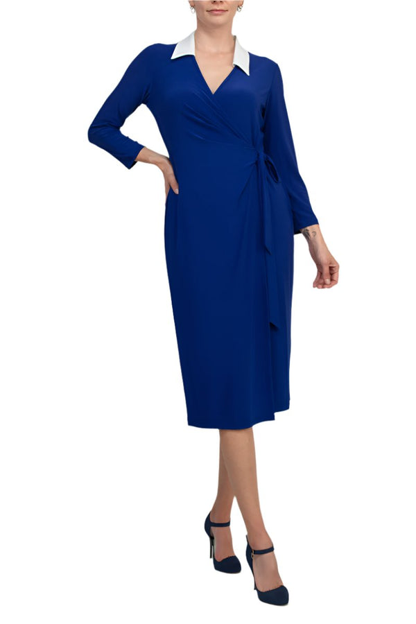 Evan Picone Women 3/4 Sleeve Midi Wrap Dress-0