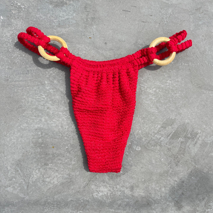 Mexican Chili Red Textured Kayla Bikini Bottom-0
