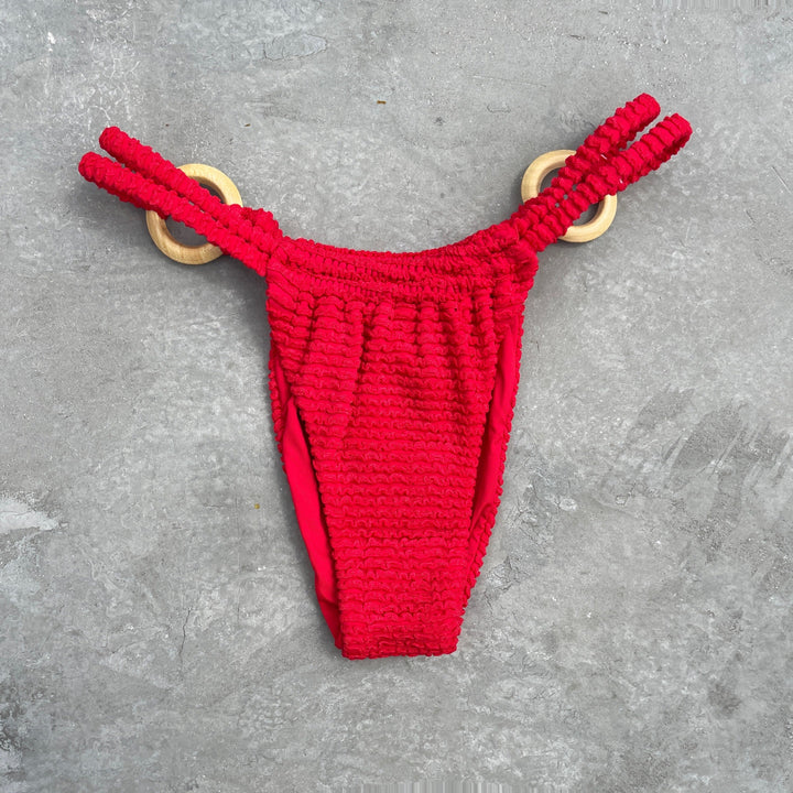 Mexican Chili Red Textured Kayla Bikini Bottom-1