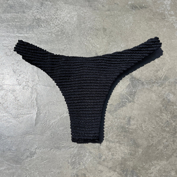 Onyx Black Textured Bia Bikini Bottom-0