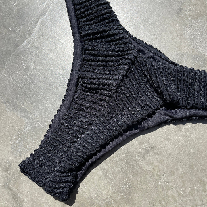Onyx Black Textured Bia Bikini Bottom-3