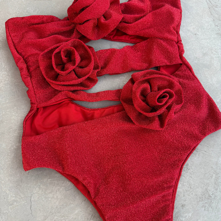 Laurice Red Sparkle One Piece Swimsuit-1