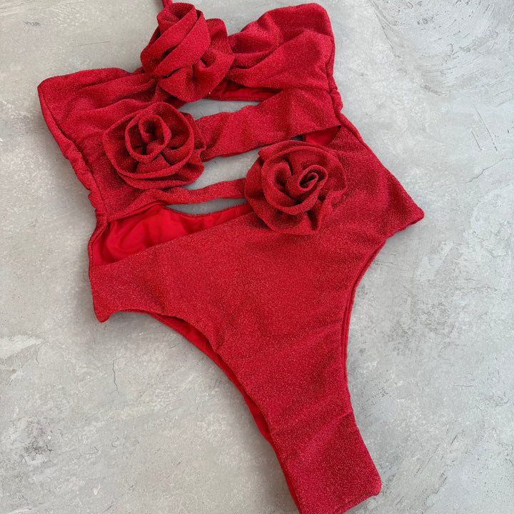 Laurice Red Sparkle One Piece Swimsuit-2