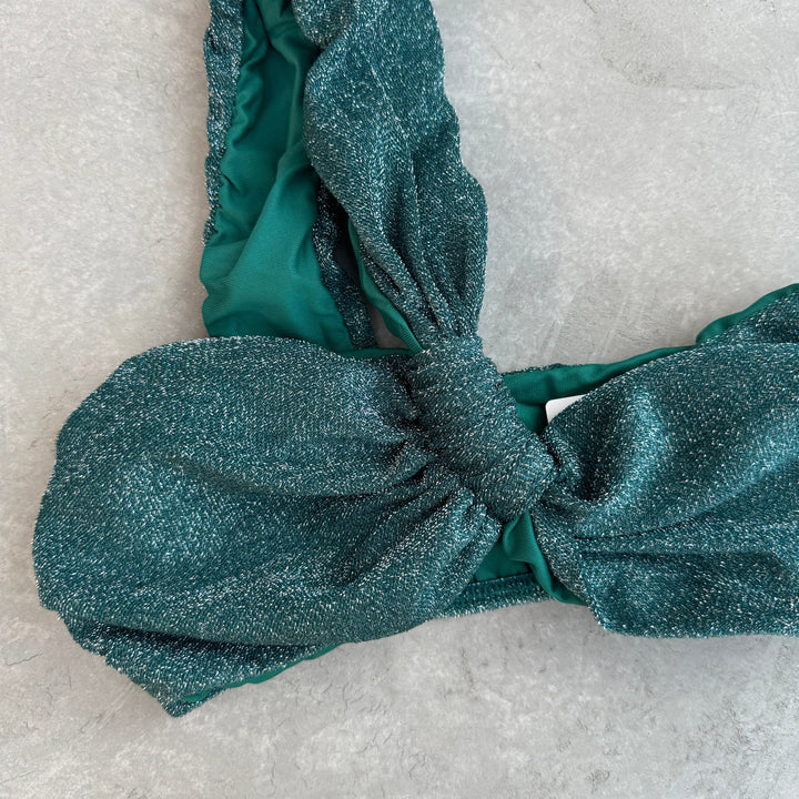 Teal Sparkle Greek Bikini Top-1