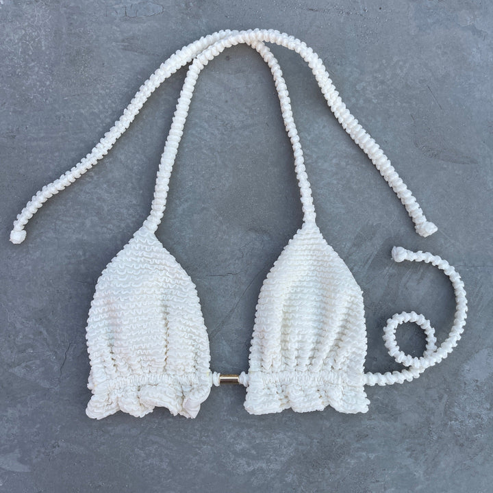 Pearl Triangle Frill Bikini Top-1