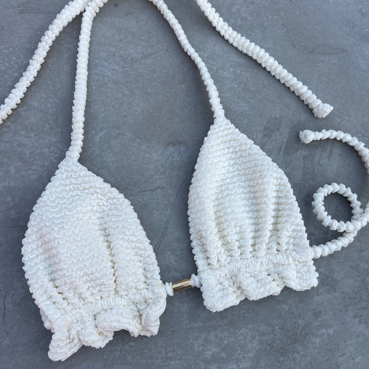 Pearl Triangle Frill Bikini Top-2