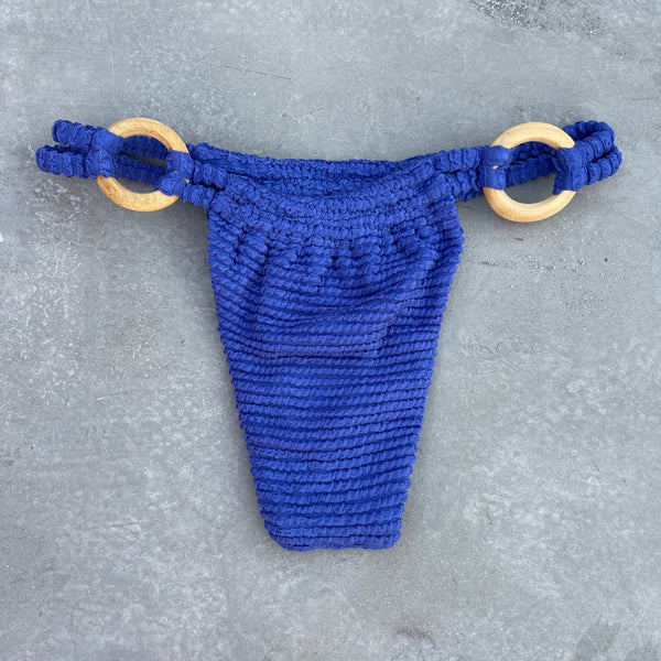 Indigo Blue Textured Kayla Bikini Bottom-0