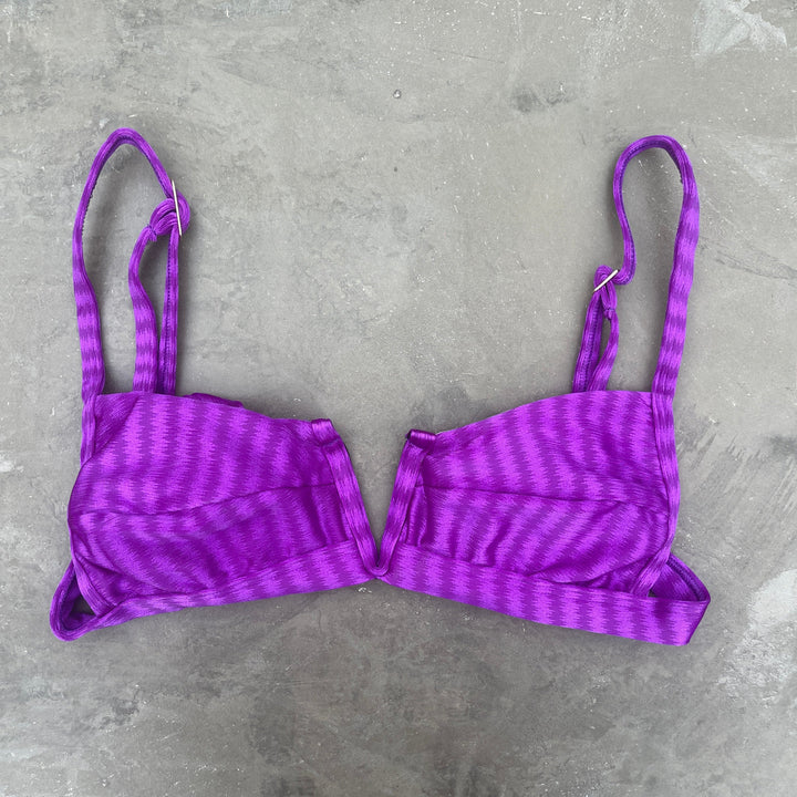 Purple Striped Squared V Bikini Top-2
