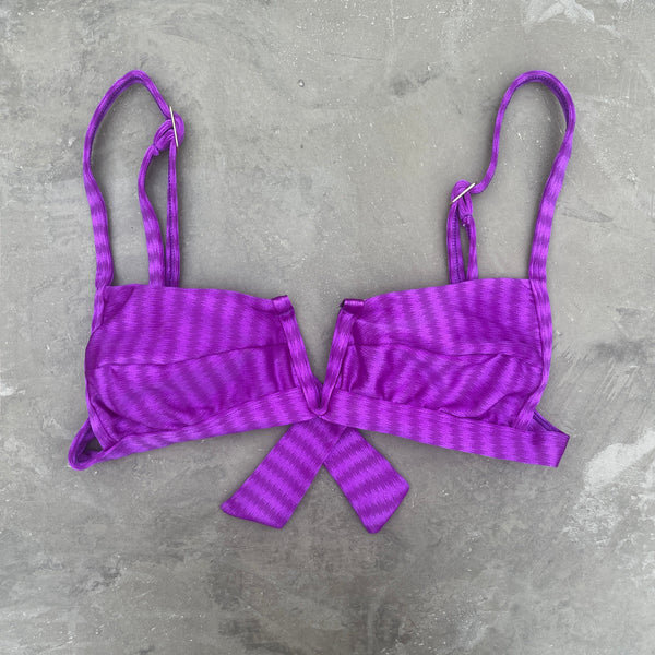 Purple Striped Squared V Bikini Top-0