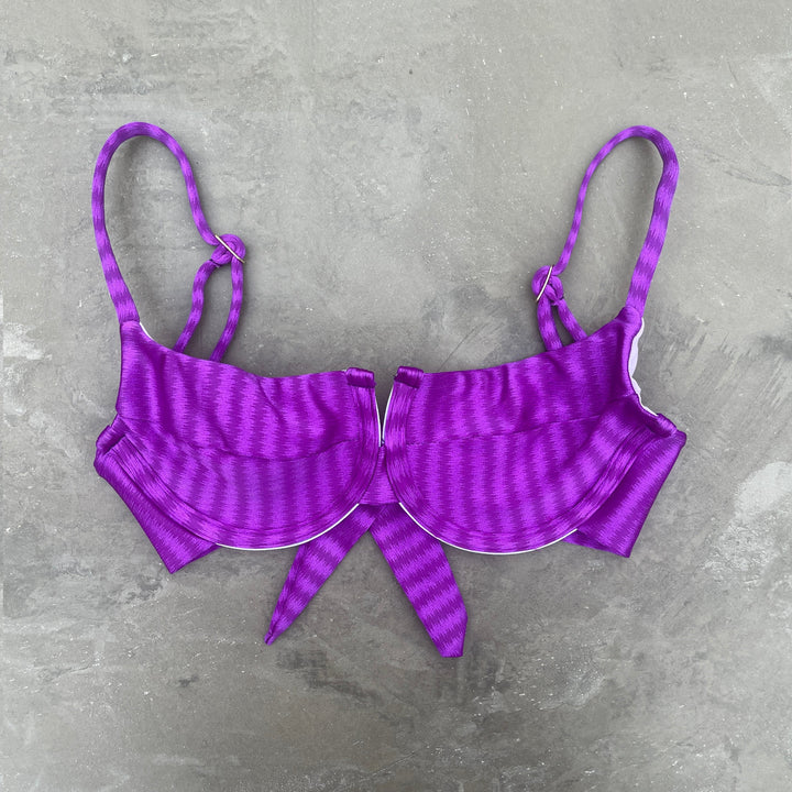 Purple Striped Panneled Bikini Top-3