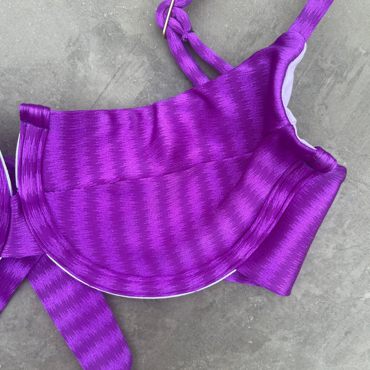 Purple Striped Panneled Bikini Top-1