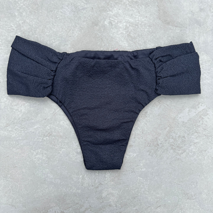 Seashore Textured Black Classy Cheeky Bikini Bottom-0