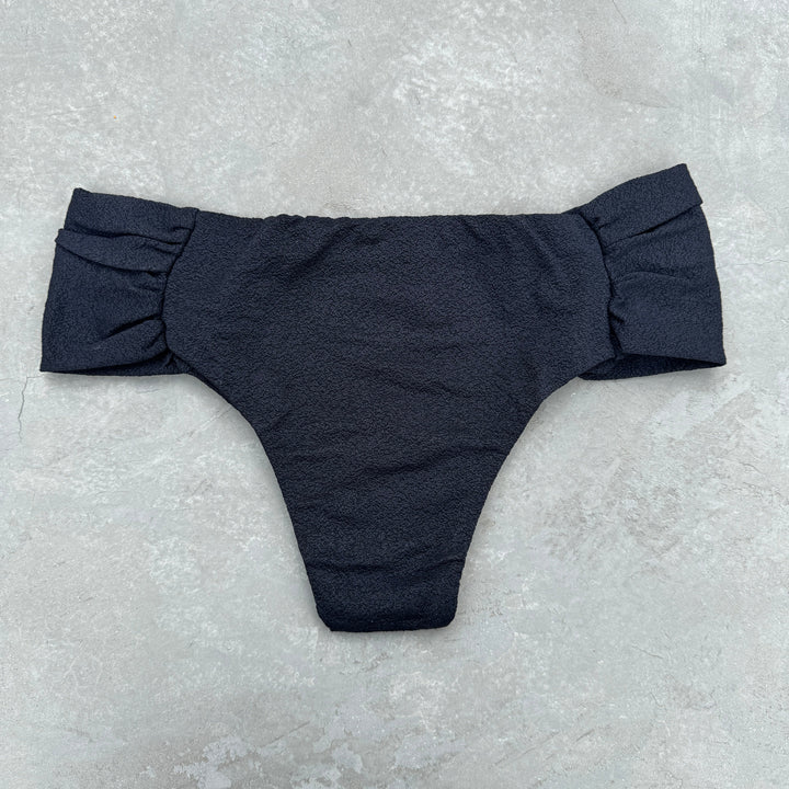 Seashore Textured Black Classy Cheeky Bikini Bottom-1