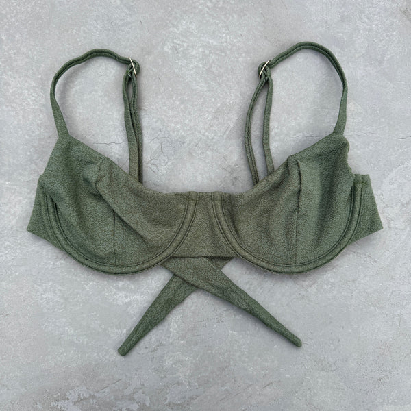 Seashore Textured Fern Green Lindy Bikini Top-0
