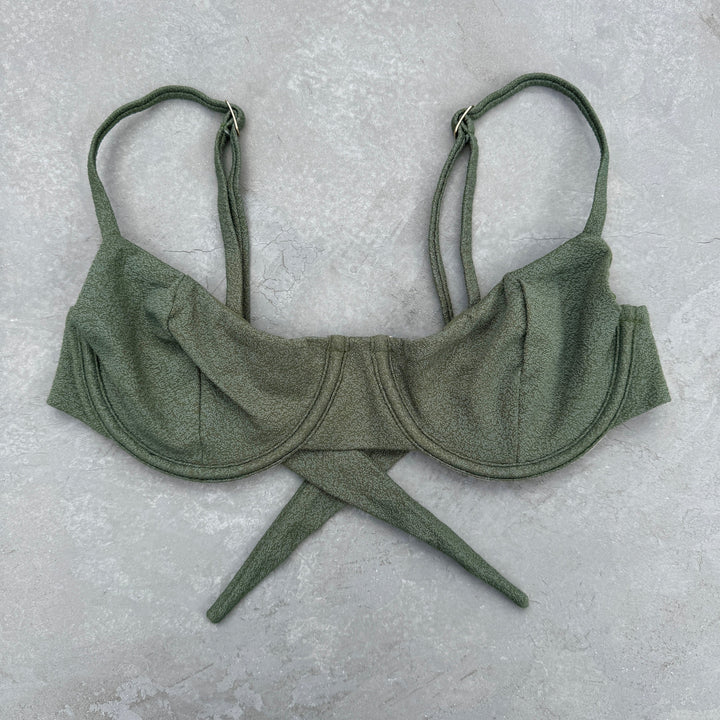 Seashore Textured Fern Green Lindy Bikini Top-0