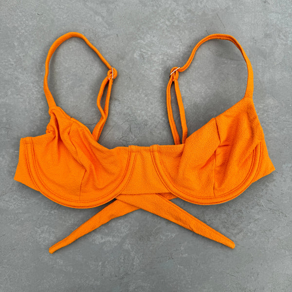 Seashore Textured Orange Zest Lindy Bikini Top-0