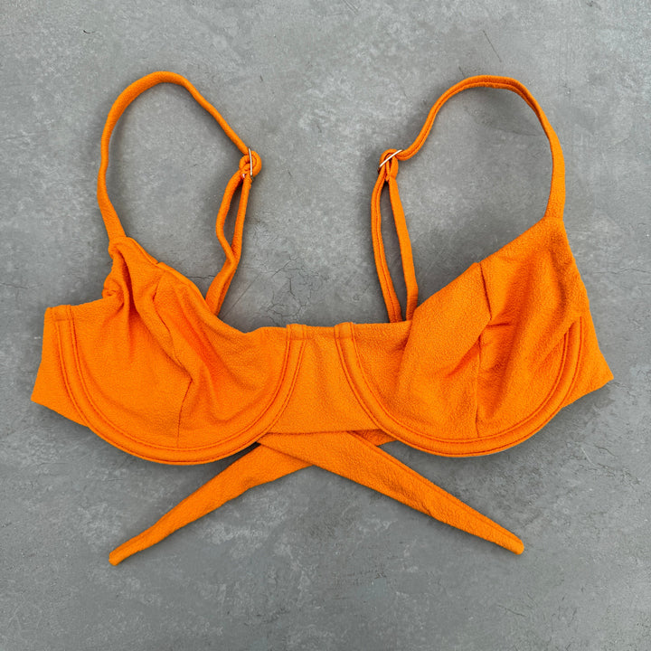 Seashore Textured Orange Zest Lindy Bikini Top-0