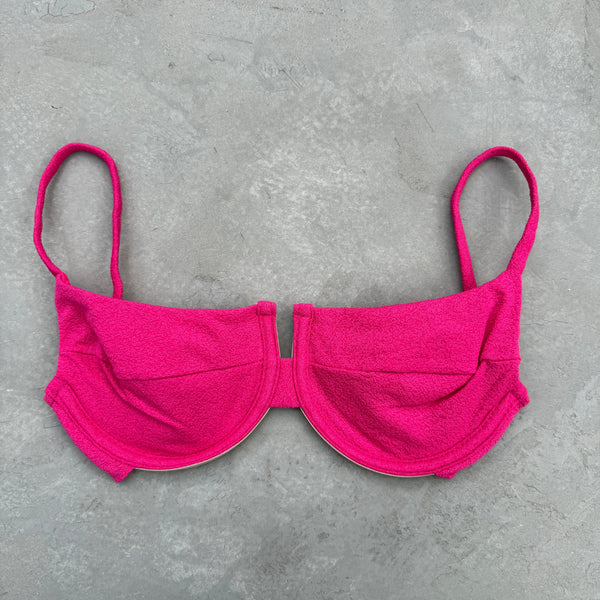 Seashore Textured Pink Riot Panneled Bikini Top-0