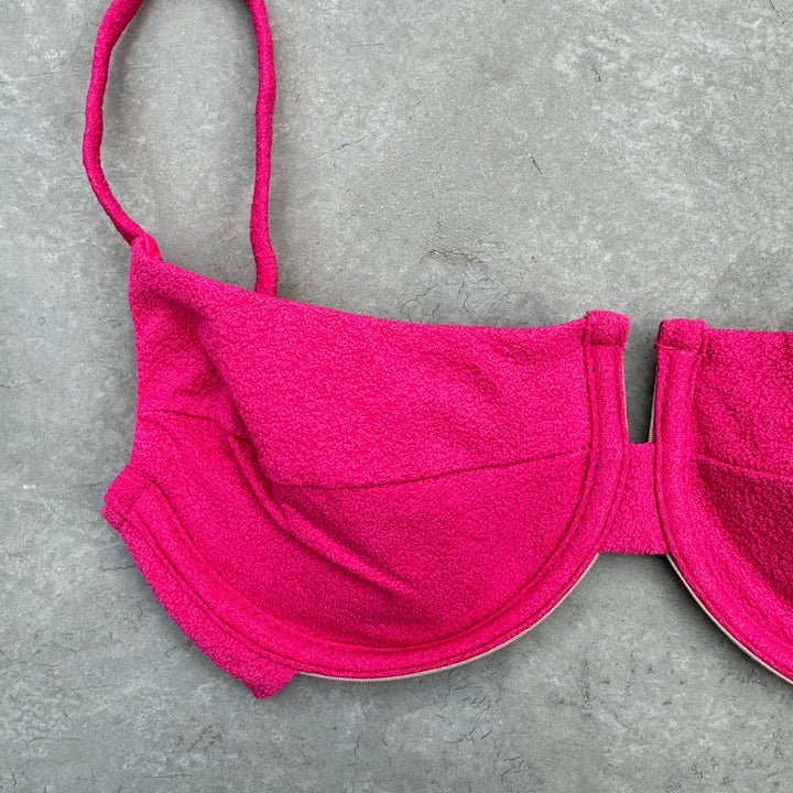 Seashore Textured Pink Riot Panneled Bikini Top-1