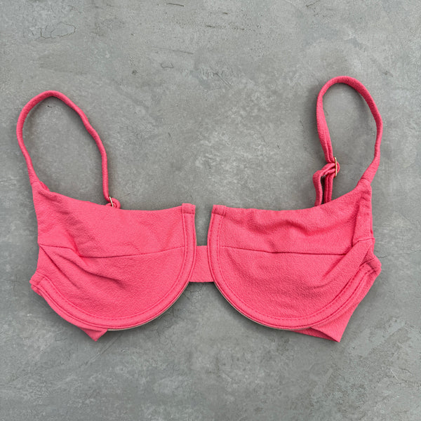 Seashore Textured Coral Delight Panneled Bikini Top-0