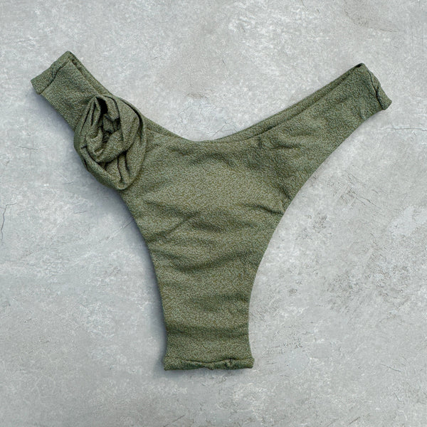Seashore Textured Fern Green Bia Flower Bikini Bottom-0
