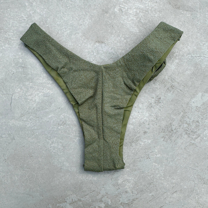 Seashore Textured Fern Green Bia Flower Bikini Bottom-1