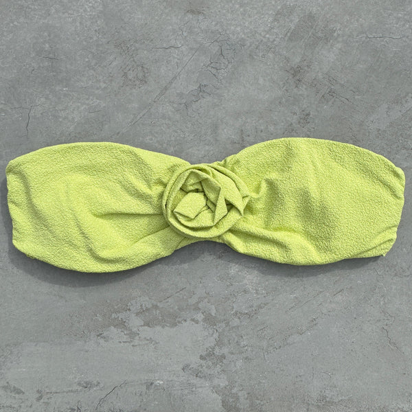 Seashore Textured Citrus Strapless Flower Bikini Top-0