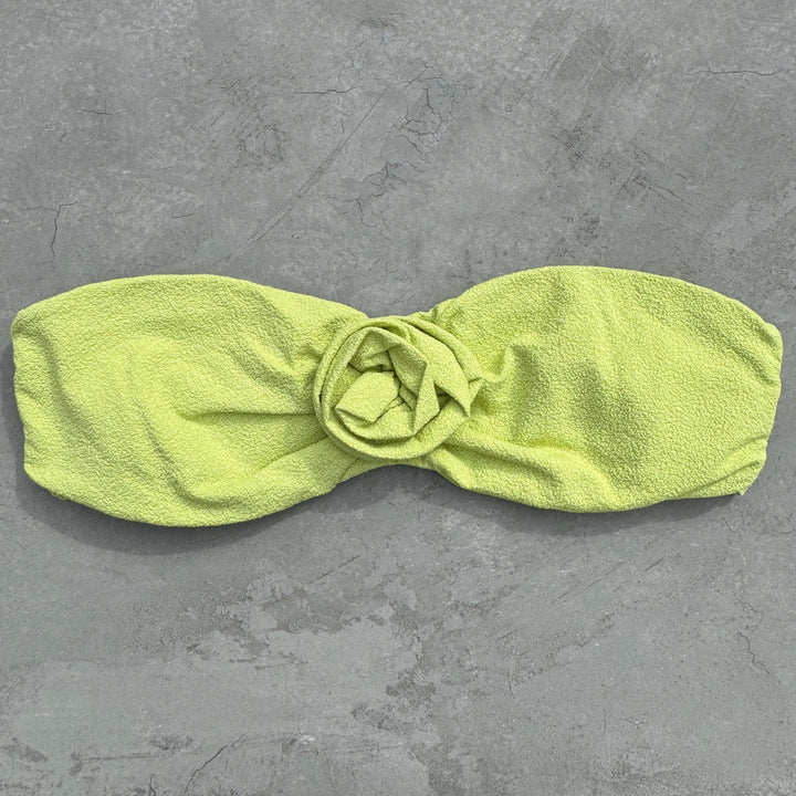 Seashore Textured Citrus Strapless Flower Bikini Top-0