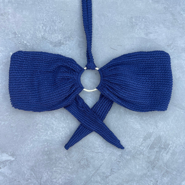 Midnight Waves Textured Strapless Bikini Top-0