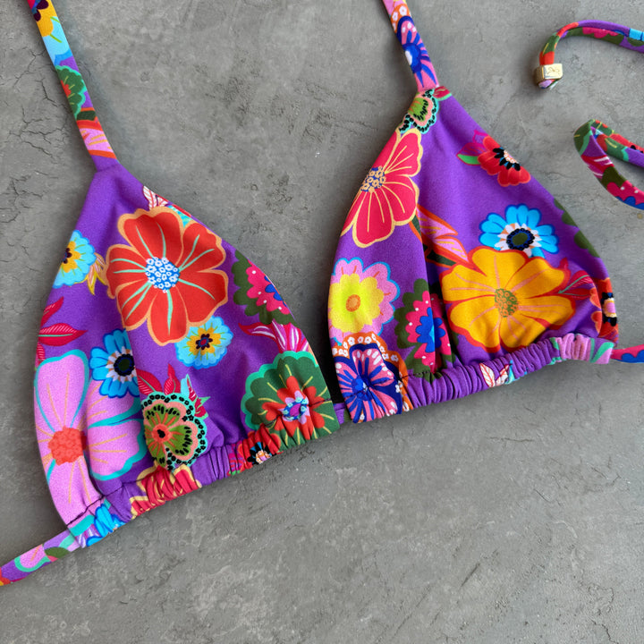 Floral Carnival Triangle Bikini Top-2