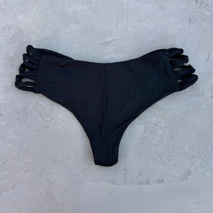 Light Black Cheeky Macrame Bikini Bottom-2