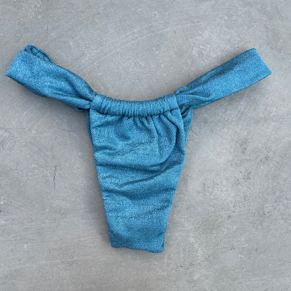 Formentera Blue Lux Textured Curtain Bikini Bottom-0