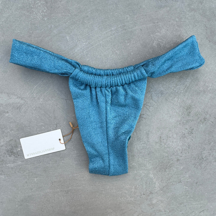 Formentera Blue Lux Textured Curtain Bikini Bottom-1