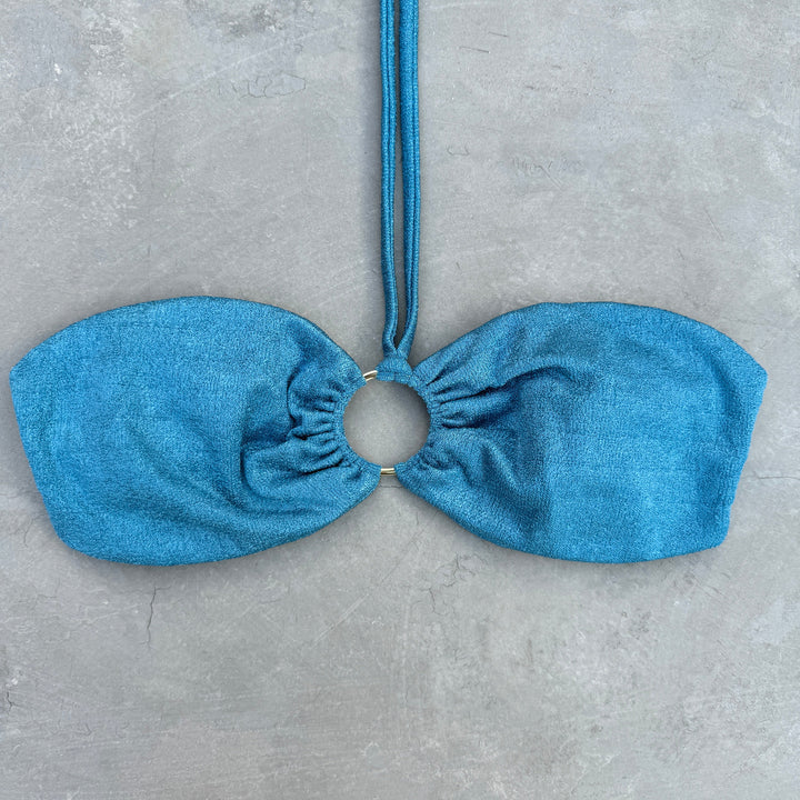 Formentera Blue Lux Textured Strapless Bikini Top-0