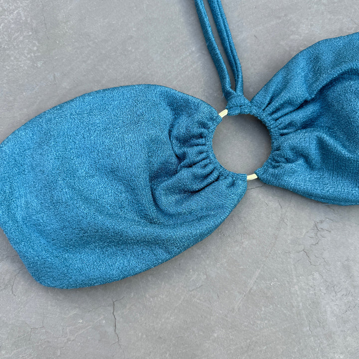 Formentera Blue Lux Textured Strapless Bikini Top-1