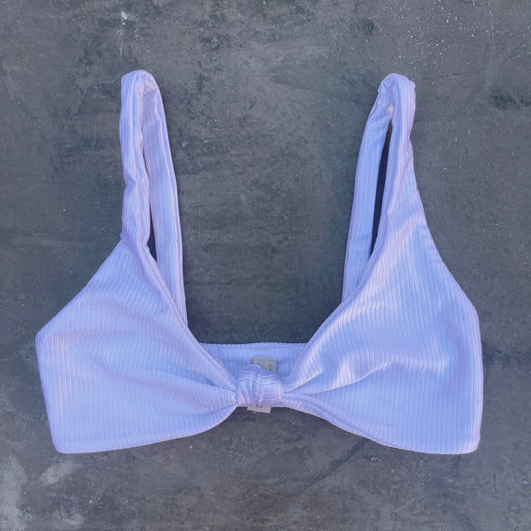 Ribbed White Cassia Knotted Bikini Top-0
