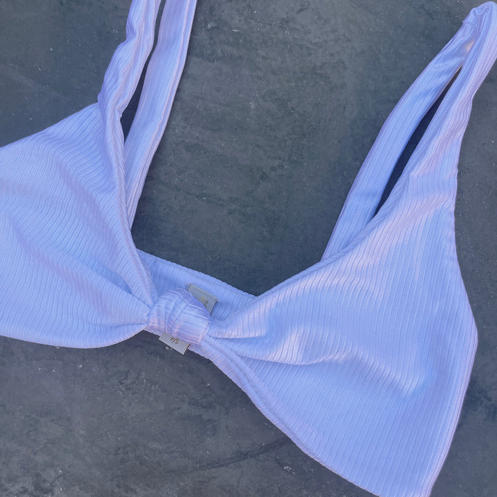 Ribbed White Cassia Knotted Bikini Top-2