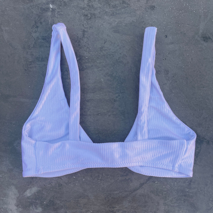 Ribbed White Cassia Knotted Bikini Top-1