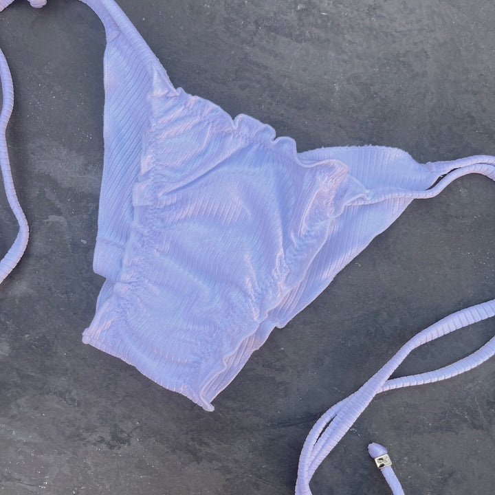 Ribbed White Ripple Side Tie Bikini Bottom-3